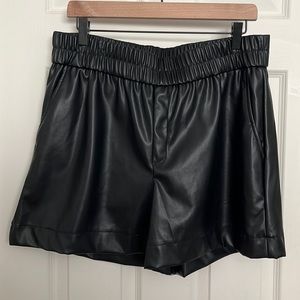 High Rise Faux Leather Pull-on Shorts